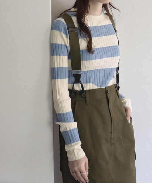 fredy emue（フレディエミュ）の「変形ボーダーリブニット（ニット/セーター・レディース・ブルー系その他/ホワイト系その他/グリーン系その他/ピンク系その他・38）」の12枚目の写真