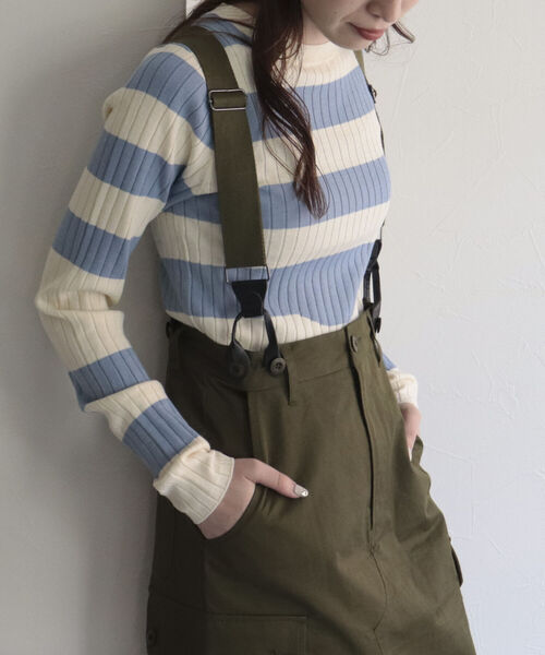 fredy emue（フレディエミュ）の「変形ボーダーリブニット（ニット/セーター・レディース・ブルー系その他/ホワイト系その他/グリーン系その他/ピンク系その他・38）」の14枚目の写真