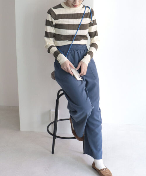 fredy emue（フレディエミュ）の「変形ボーダーリブニット（ニット/セーター・レディース・ブルー系その他/ホワイト系その他/グリーン系その他/ピンク系その他・38）」の19枚目の写真