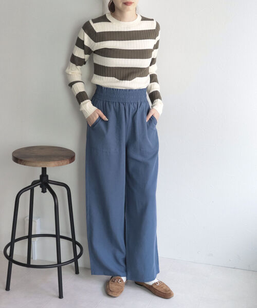 fredy emue（フレディエミュ）の「変形ボーダーリブニット（ニット/セーター・レディース・ブルー系その他/ホワイト系その他/グリーン系その他/ピンク系その他・38）」の21枚目の写真