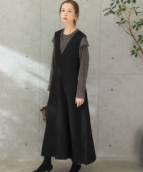 URBAN RESEARCH ROSSO WOMEN（アーバンリサーチ　ロッソ）の「2WAYフレアジャンパーワンピース（ワンピース・レディース・ブラック/モカ・38/36）」の16枚目の写真