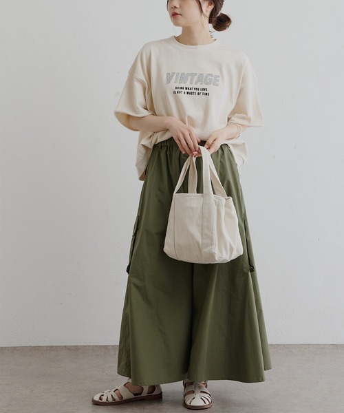 PUAL CE CIN（ピュアルセシン）の「アップリケTシャツ（Tシャツ/カットソー・レディース・グレー/オリーブ/ナチュラル・FREE）」の6枚目の写真