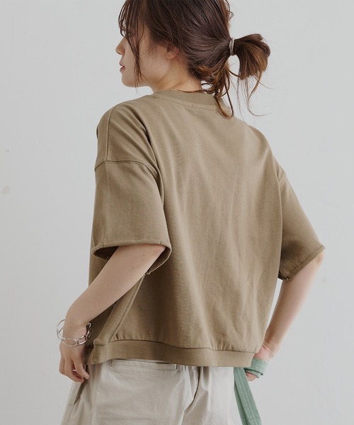 PUAL CE CIN（ピュアルセシン）の「アップリケTシャツ（Tシャツ/カットソー・レディース・グレー/オリーブ/ナチュラル・FREE）」の9枚目の写真