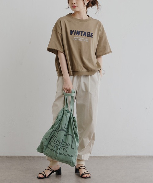 PUAL CE CIN（ピュアルセシン）の「アップリケTシャツ（Tシャツ/カットソー・レディース・グレー/オリーブ/ナチュラル・FREE）」の10枚目の写真