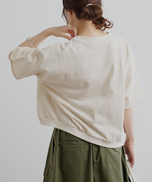 PUAL CE CIN（ピュアルセシン）の「アップリケTシャツ（Tシャツ/カットソー・レディース・グレー/オリーブ/ナチュラル・FREE）」の5枚目の写真