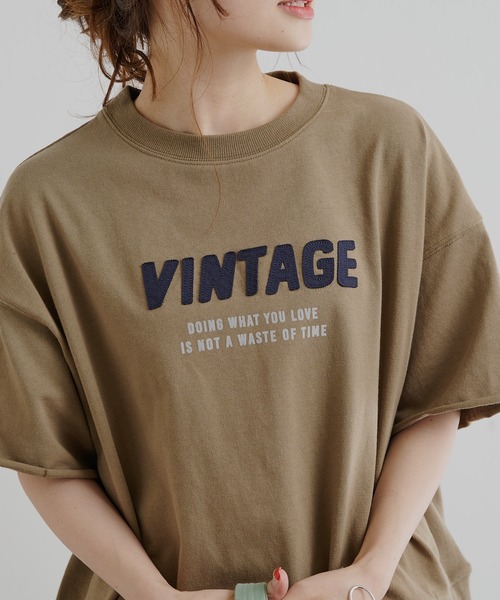 PUAL CE CIN（ピュアルセシン）の「アップリケTシャツ（Tシャツ/カットソー・レディース・グレー/オリーブ/ナチュラル・FREE）」の8枚目の写真