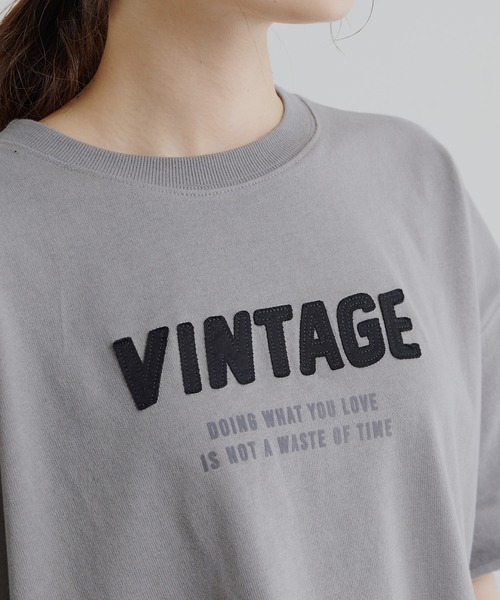 PUAL CE CIN（ピュアルセシン）の「アップリケTシャツ（Tシャツ/カットソー・レディース・グレー/オリーブ/ナチュラル・FREE）」の12枚目の写真