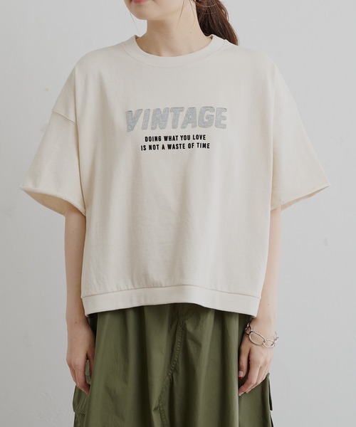 PUAL CE CIN（ピュアルセシン）の「アップリケTシャツ（Tシャツ/カットソー・レディース・グレー/オリーブ/ナチュラル・FREE）」の17枚目の写真