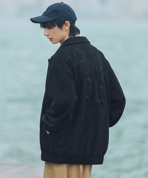 HOOK（フック）の「【HOOK】古着風バッグ英字刺繍フェイクスエード生地コーチジャケット（カバーオール・メンズ・ブラウン/ブラック/ネイビー・M/L/XXL/XL）」の18枚目の写真