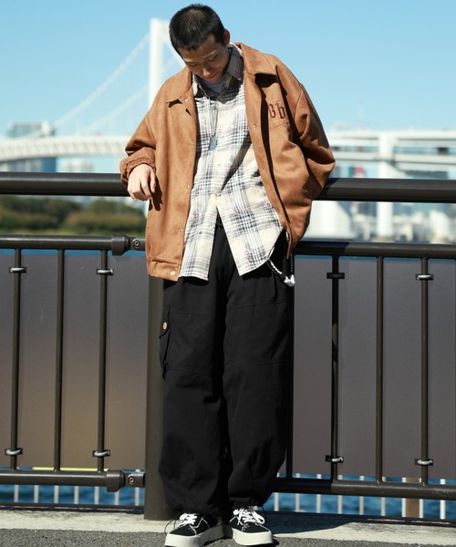 セール】【HOOK】古着風バッグ英字刺繍フェイクスエード生地コーチ