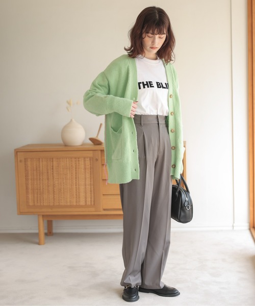 ANGIE（アンジー）の「配色リンキングVネックニットカーディガン（カーディガン/ボレロ・レディース・ピンク/ライム/オレンジ/アイボリー/ライトパープル・FREE）」の20枚目の写真