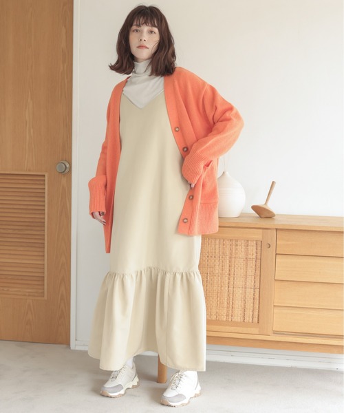 ANGIE（アンジー）の「配色リンキングVネックニットカーディガン（カーディガン/ボレロ・レディース・ピンク/ライム/オレンジ/アイボリー/ライトパープル・FREE）」の10枚目の写真