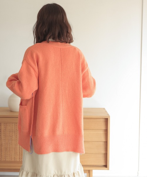 ANGIE（アンジー）の「配色リンキングVネックニットカーディガン（カーディガン/ボレロ・レディース・ピンク/ライム/オレンジ/アイボリー/ライトパープル・FREE）」の16枚目の写真