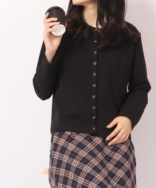 カーディガン AnnaNicola コットンダンボール スナップ カーディガン レディース Anna Nicola カーディガン AnnaNicola コットンダンボール