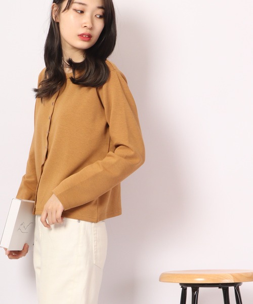 Anna Nicola(アンナニコラ)の「Anna Nicola コットンダンボール スナップ カーディガン(カーディガン/ボレロ・レディース・キャメル/レッド/ブラック・38)」の14枚目の写真