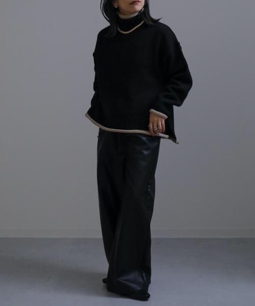 ap retro（アプレトロ）の「配色タートルニットプルオーバー（ニット/セーター・レディース・アイボリー/ブラック・FREE）」の5枚目の写真