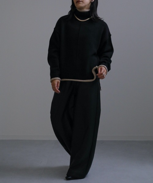 ap retro（アプレトロ）の「配色タートルニットプルオーバー（ニット/セーター・レディース・アイボリー/ブラック・FREE）」の19枚目の写真