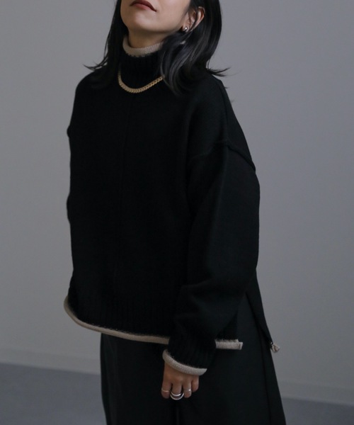 ap retro（アプレトロ）の「配色タートルニットプルオーバー（ニット/セーター・レディース・アイボリー/ブラック・FREE）」の18枚目の写真