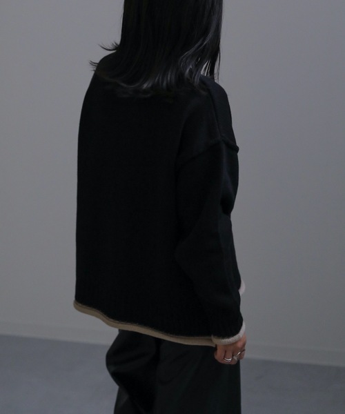 ap retro（アプレトロ）の「配色タートルニットプルオーバー（ニット/セーター・レディース・アイボリー/ブラック・FREE）」の10枚目の写真