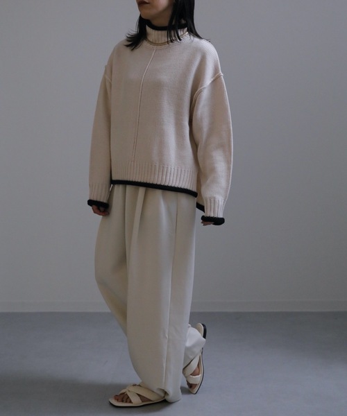 ap retro（アプレトロ）の「配色タートルニットプルオーバー（ニット/セーター・レディース・アイボリー/ブラック・FREE）」の13枚目の写真