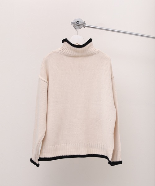 ap retro（アプレトロ）の「配色タートルニットプルオーバー（ニット/セーター・レディース・アイボリー/ブラック・FREE）」の20枚目の写真