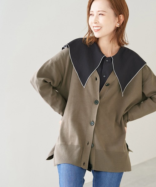 ROPE' PICNIC(ロペピクニック)の「【WEB限定カラー:モカ,ブルー】アンチピリングVあきニットカーディガン(カーディガン/ボレロ・レディース・イエロー系その他3/ブラック/パープル/ブルー/グレー系その他/キナリ・38)」の6枚目の写真