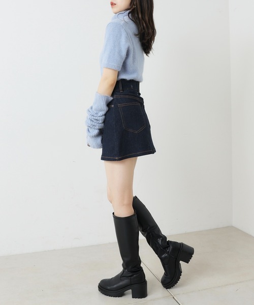 Chico（チコ）の「台形デニムミニスカート（デニムスカート・レディース・ブラック/ベージュ/ネイビー/グレー・SMALL/MEDIUM）」の16枚目の写真