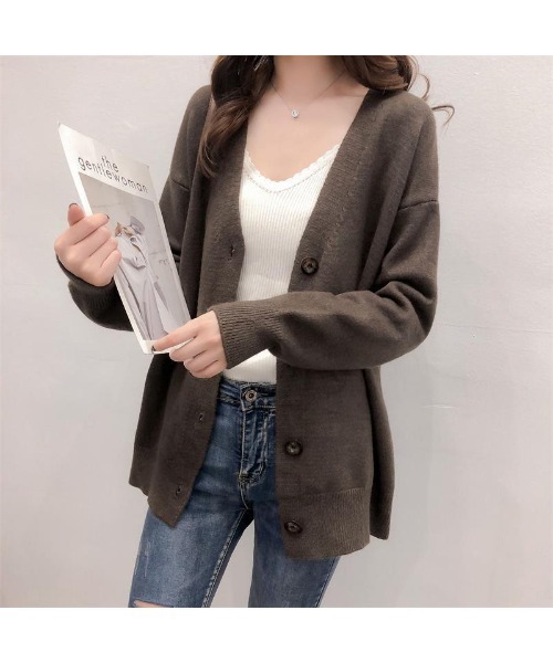 RUUX(ルーフ)の「ドロップショルダー ニット カーディガン(カーディガン/ボレロ・レディース・ブラック/ベージュ/ブラウン/グレー・FREE)」の11枚目の写真