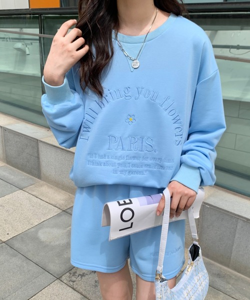 ECLIN(エクラン)の「フロント刺繍スウェットセットアップ(セットアップ・レディース・ピンク/イエロー/ブルー・M/L/XL)」の5枚目の写真