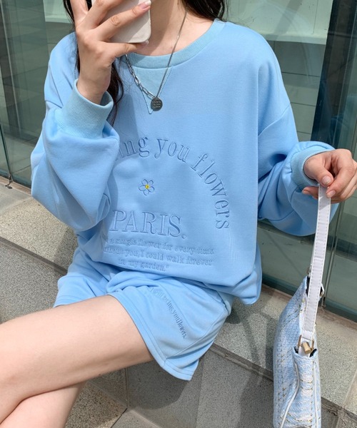 ECLIN(エクラン)の「フロント刺繍スウェットセットアップ(セットアップ・レディース・ピンク/イエロー/ブルー・M/L/XL)」の7枚目の写真