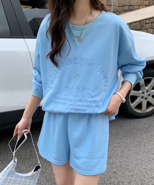 ECLIN(エクラン)の「フロント刺繍スウェットセットアップ(セットアップ・レディース・ピンク/イエロー/ブルー・M/L/XL)」の9枚目の写真