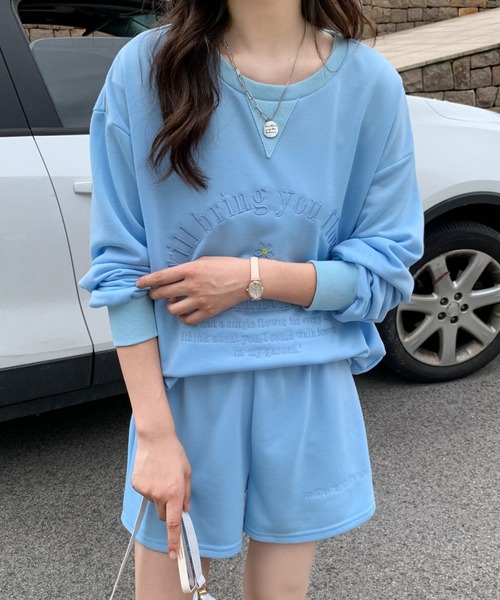 ECLIN(エクラン)の「フロント刺繍スウェットセットアップ(セットアップ・レディース・ピンク/イエロー/ブルー・M/L/XL)」の10枚目の写真