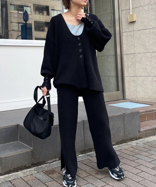 WILLFULLY（ウィルフリー）の「2way cardigan rib knit PT set up 