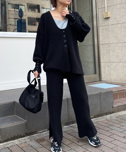 WILLFULLY（ウィルフリー）の「2way cardigan rib knit PT set up 