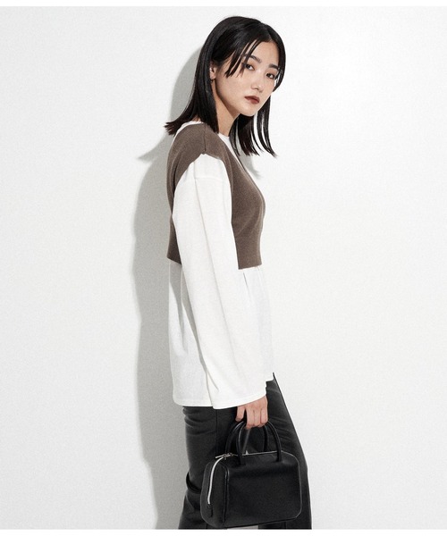 ANAP(アナップ)の「バックロゴロンT×ニットベストセット(Tシャツ/カットソー・レディース・ブラック/ライトベージュ/ブラウン・FREE)」の5枚目の写真