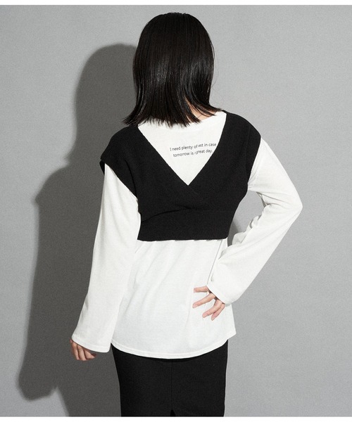 ANAP(アナップ)の「バックロゴロンT×ニットベストセット(Tシャツ/カットソー・レディース・ブラック/ライトベージュ/ブラウン・FREE)」の16枚目の写真