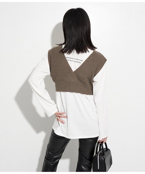 ANAP(アナップ)の「バックロゴロンT×ニットベストセット(Tシャツ/カットソー・レディース・ブラック/ライトベージュ/ブラウン・FREE)」の17枚目の写真