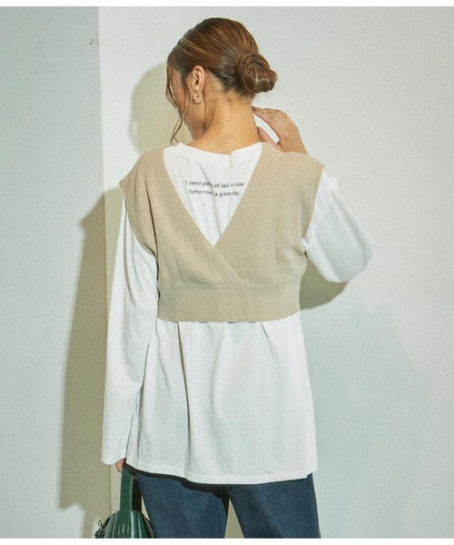 ANAP(アナップ)の「バックロゴロンT×ニットベストセット(Tシャツ/カットソー・レディース・ブラック/ライトベージュ/ブラウン・FREE)」の18枚目の写真