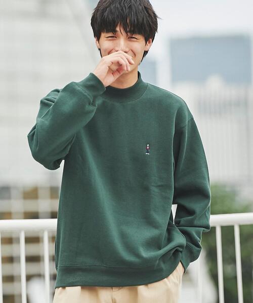 coen（コーエン）の「ワンポイント刺繍アメトラ裏起毛モックネック