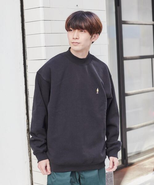 coen（コーエン）の「ワンポイント刺繍アメトラ裏起毛モックネック