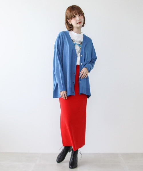 Cepica（セピカ）の「バックスリットリブナロースカート　　　＠（スカート・レディース・ブラック/オレンジ/ブルー/イエロー×グリーン/ターコイズブルー/ライム/ピンク/グリーン・FREE）」の19枚目の写真