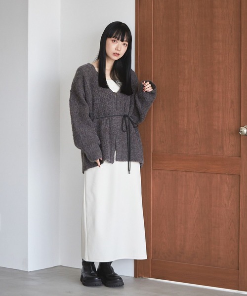 LOWRYS FARM（ローリーズファーム）の「メランジカーデロングスリーブ　168408（ニット/セーター・レディース・チャコールグレー/アイボリー/ピンク/ブラウン・FREE）」の9枚目の写真