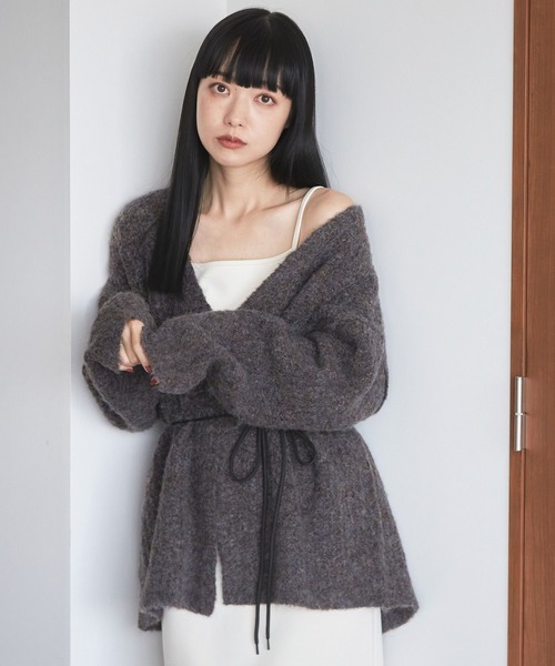 LOWRYS FARM（ローリーズファーム）の「メランジカーデロングスリーブ　168408（ニット/セーター・レディース・チャコールグレー/アイボリー/ピンク/ブラウン・FREE）」の10枚目の写真