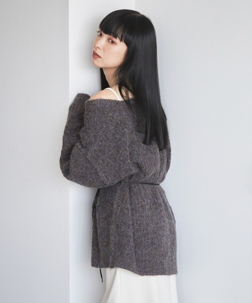 LOWRYS FARM（ローリーズファーム）の「メランジカーデロングスリーブ　168408（ニット/セーター・レディース・チャコールグレー/アイボリー/ピンク/ブラウン・FREE）」の11枚目の写真