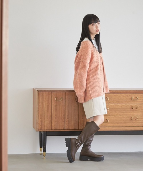 LOWRYS FARM（ローリーズファーム）の「メランジカーデロングスリーブ　168408（ニット/セーター・レディース・チャコールグレー/アイボリー/ピンク/ブラウン・FREE）」の16枚目の写真