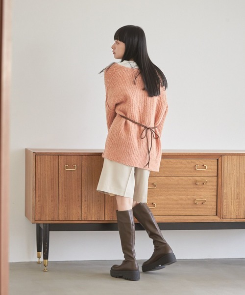 LOWRYS FARM（ローリーズファーム）の「メランジカーデロングスリーブ　168408（ニット/セーター・レディース・チャコールグレー/アイボリー/ピンク/ブラウン・FREE）」の17枚目の写真