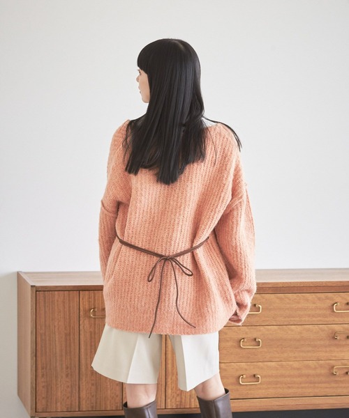 LOWRYS FARM（ローリーズファーム）の「メランジカーデロングスリーブ　168408（ニット/セーター・レディース・チャコールグレー/アイボリー/ピンク/ブラウン・FREE）」の18枚目の写真