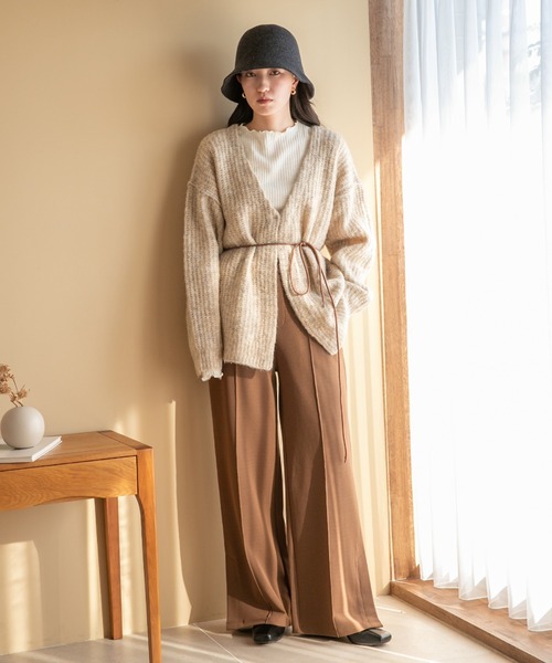 LOWRYS FARM（ローリーズファーム）の「メランジカーデロングスリーブ　168408（ニット/セーター・レディース・チャコールグレー/アイボリー/ピンク/ブラウン・FREE）」の21枚目の写真