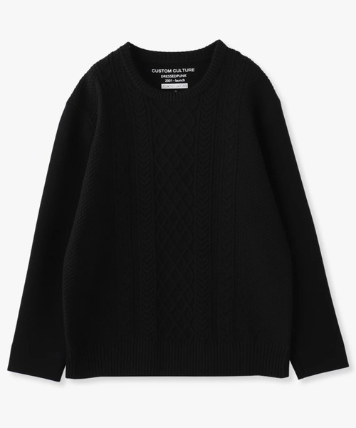 CUSTOM CULTURE(カスタムカルチャー)の「【CUSTOM CULTURE】 ダンボールニット×7GGニット コンビ クルーネック トレーナー(Tシャツ/カットソー・メンズ・ホワイト系1/ブラック/トップグレー/グリーン・2/3)」の4枚目の写真