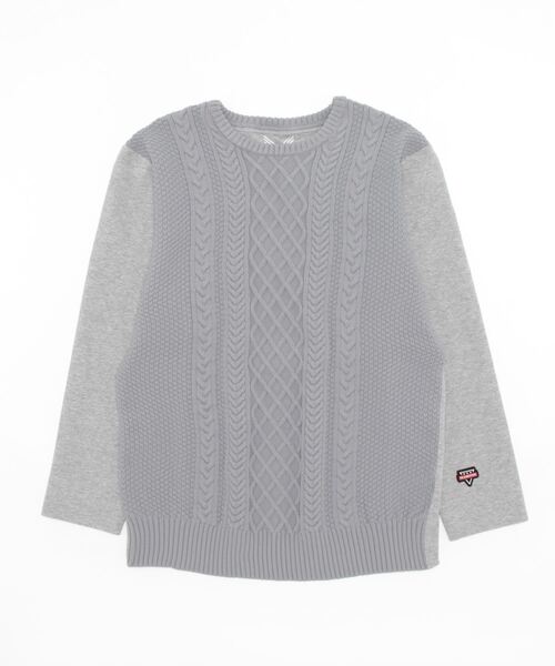 CUSTOM CULTURE(カスタムカルチャー)の「【CUSTOM CULTURE】 ダンボールニット×7GGニット コンビ クルーネック トレーナー(Tシャツ/カットソー・メンズ・ホワイト系1/ブラック/トップグレー/グリーン・2/3)」の8枚目の写真